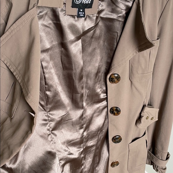 Blanc Noir Brown Trench Coat with Button Details - Picture 10 of 10